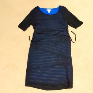 Motherhood Maternity Black & Blue Bubble Midi Dress